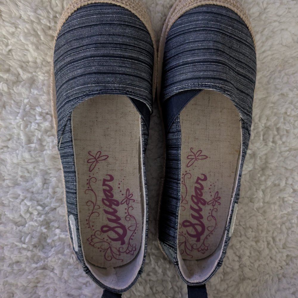 Sugar Women's Navy Striped Flats